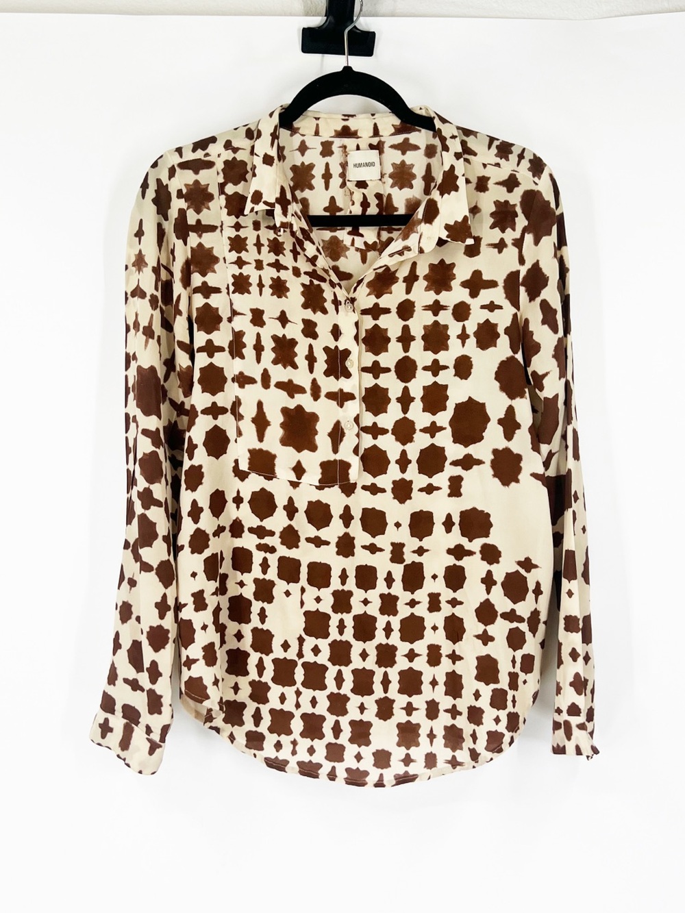 Humanoid 100% Long Sleeve Printed Popover Blouse